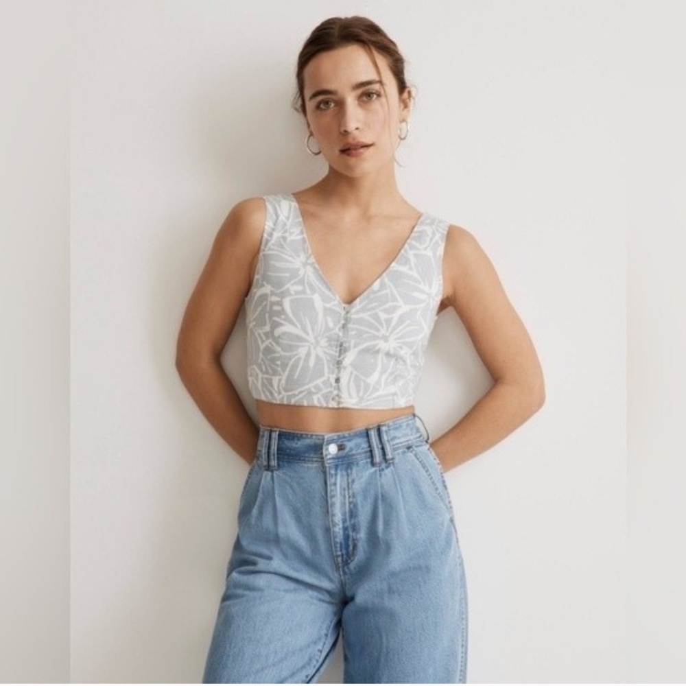 Madewell Light Gray Patterned Tank Top
